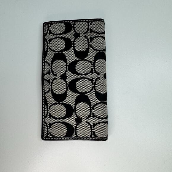 Black Signature Coach Checkbook Cover with Pen Holder - Picture 6 of 7